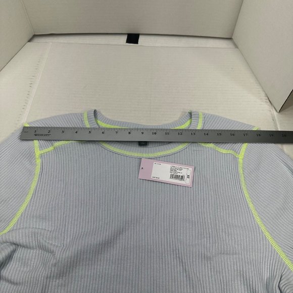 Wild Fable Women's Size 2X Long Sleeve Slim Fit Baby Ribbed Tee Shirt Blue New - Picture 8 of 13